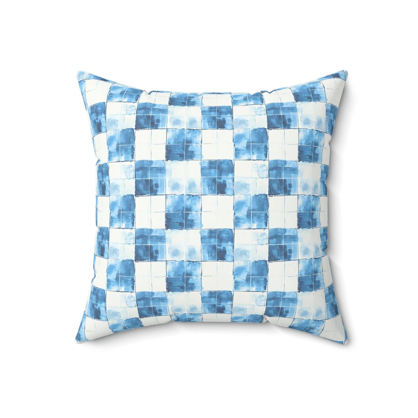 Cozy Blue Checkered Throw Pillow