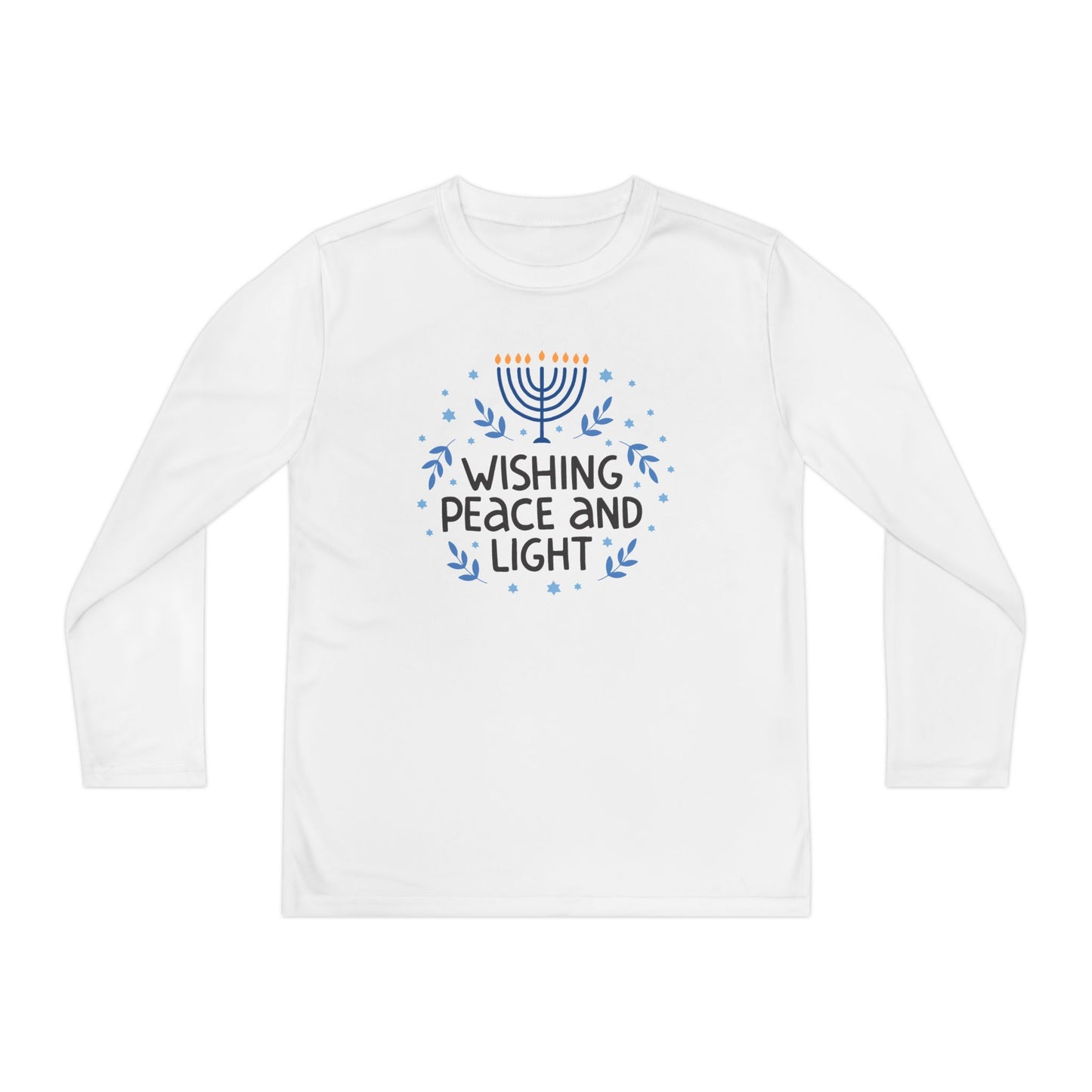 Hanukkah Wishing Peace & Light Youth Long Sleeve Tee
