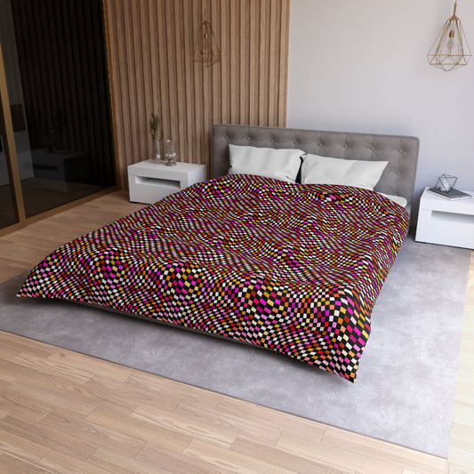 Warped Red Checkered Microfiber Duvet Cover