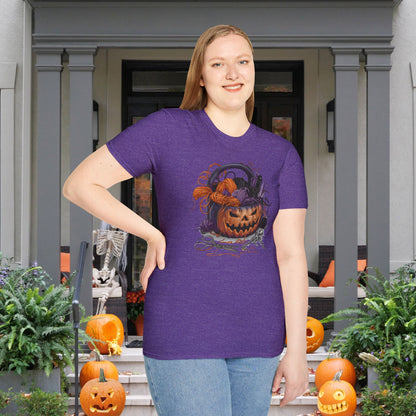 Spooky Pumpkin Yarn Basket Adult T-shirt