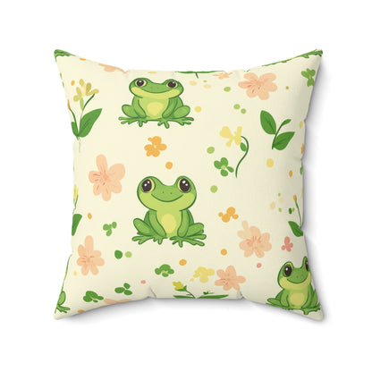 Froggy Meadow Throw Pillow