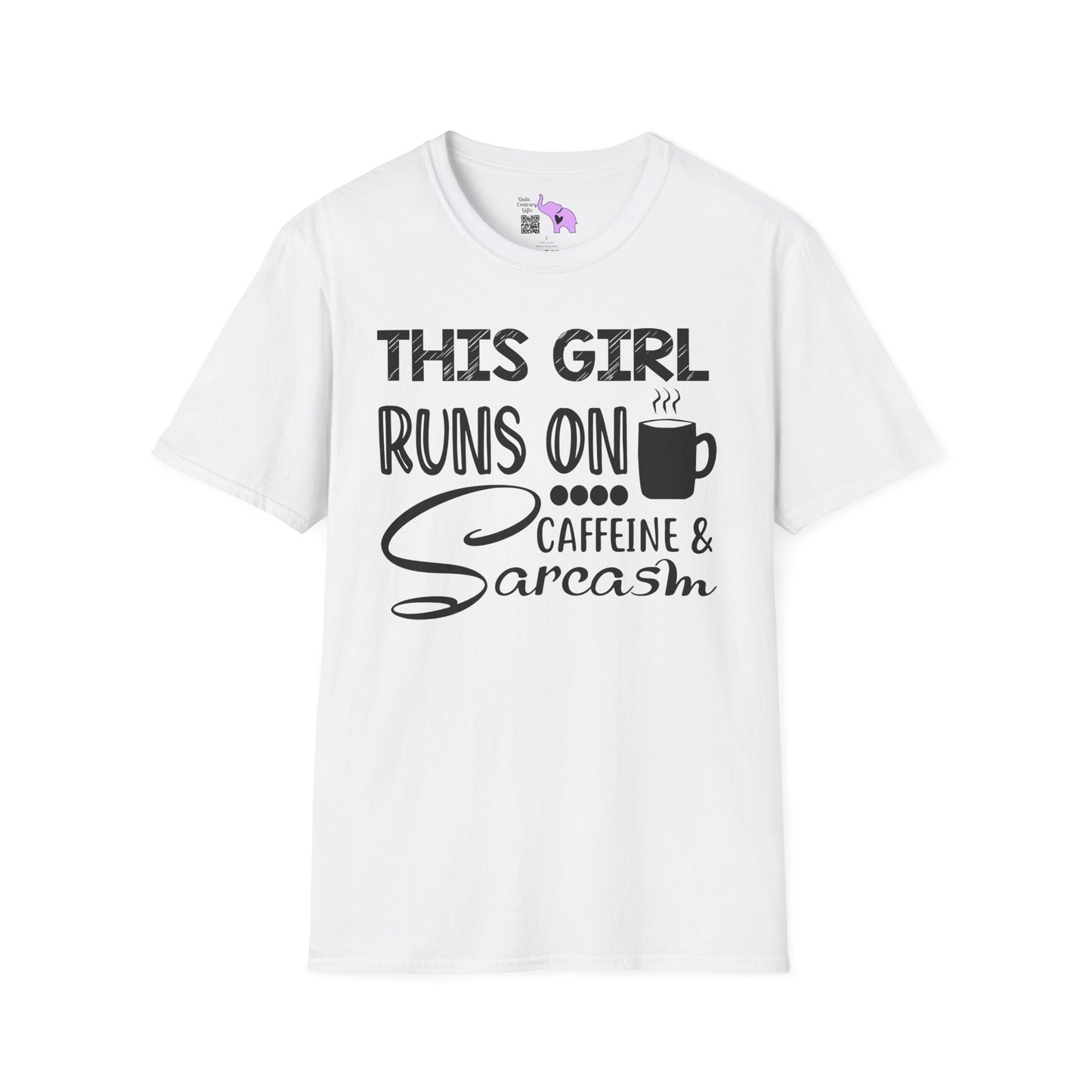 This Girl Runs On Coffee And Sarcasm Adult T-shirt