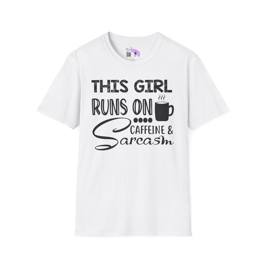 This Girl Runs On Coffee And Sarcasm Adult T-shirt