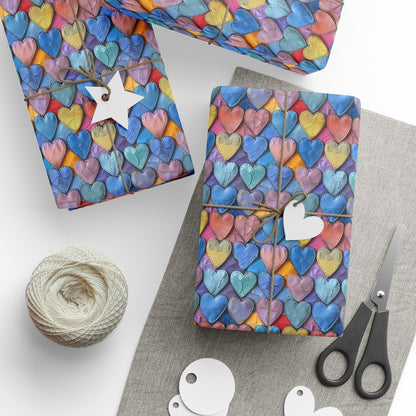Color Pop Leather Hearts Wrapping Paper