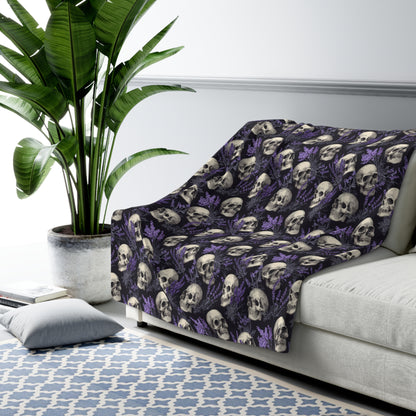 Midnight Lavender Skulls Fleece Blanket