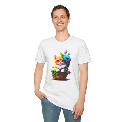 Cute Colorful Kitten in Flowers 2 T-shirt