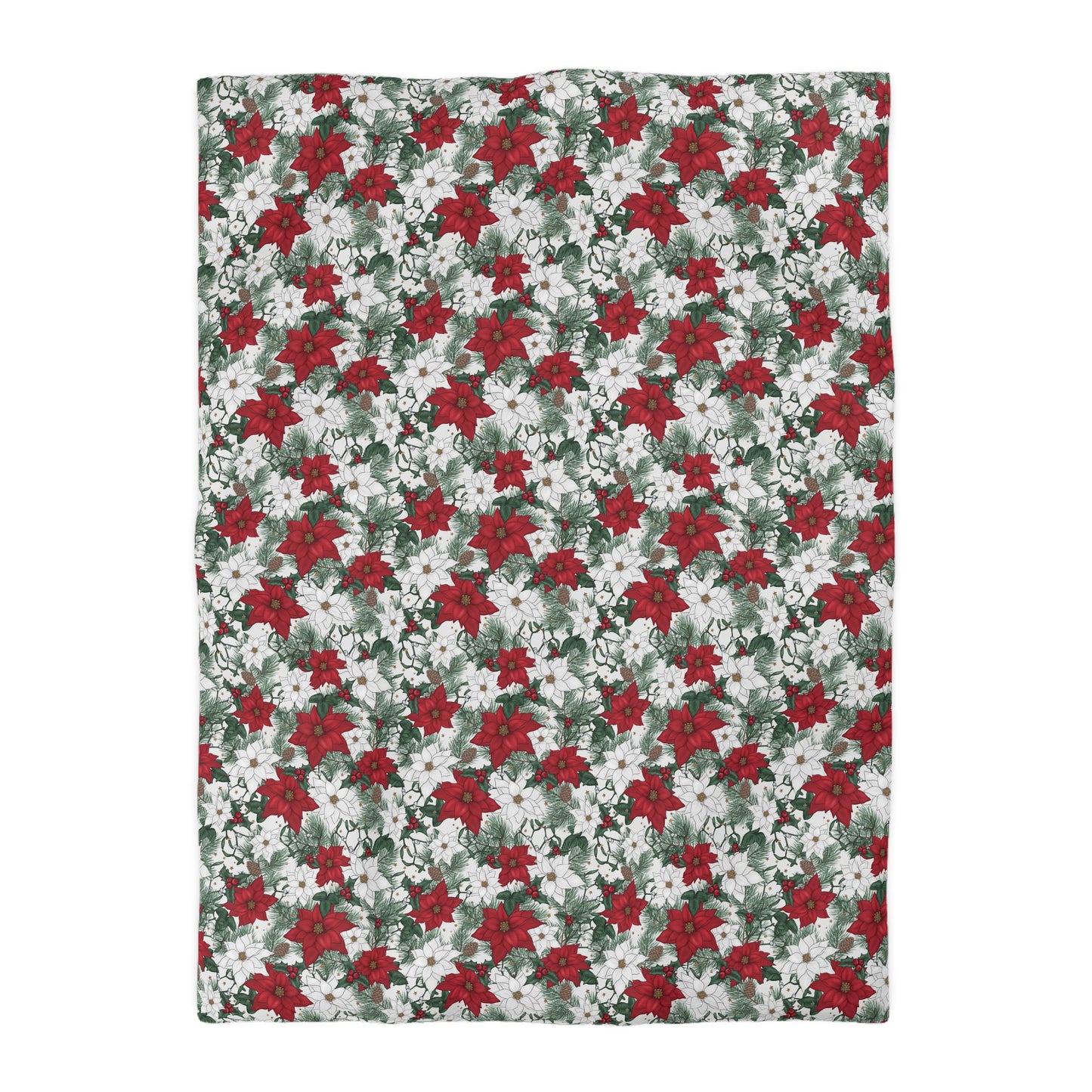 Winter Poinsettia Garden Microfiber Duvet Cover
