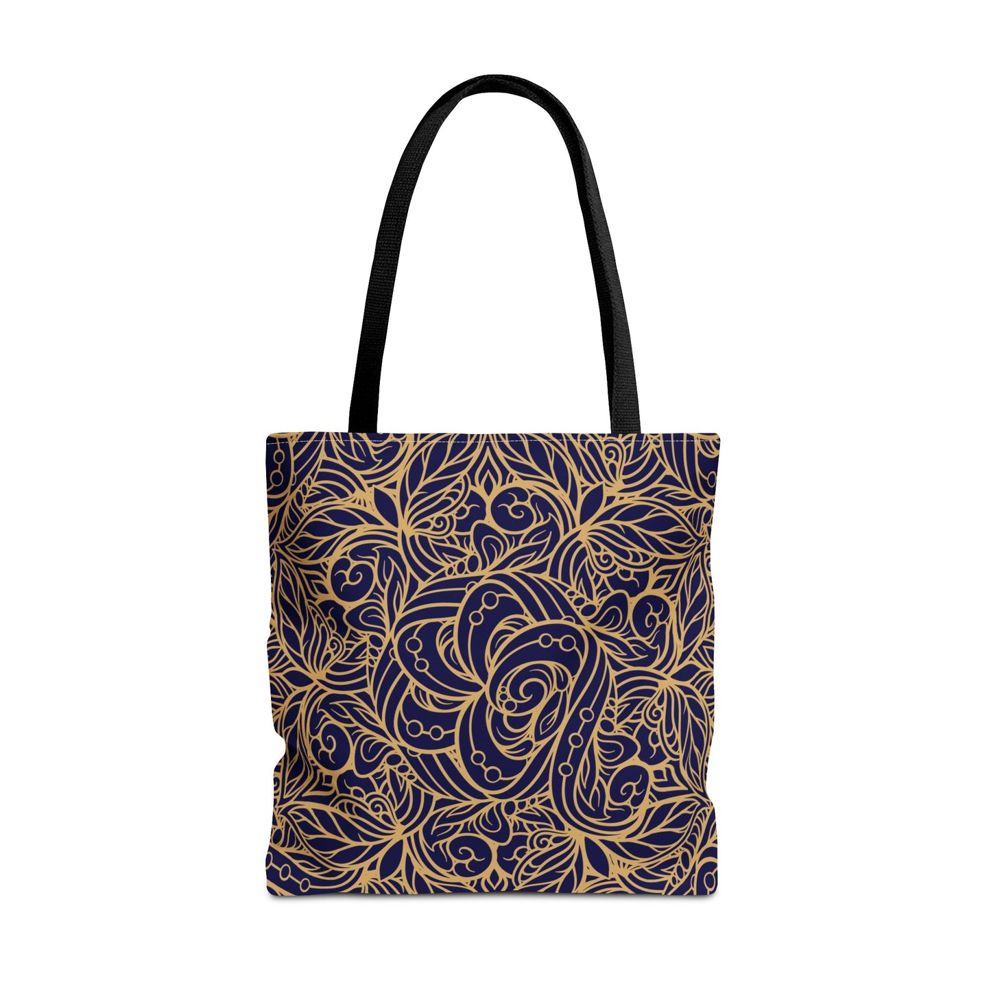 Golden Midnight Radiance Mandala Canvas Tote Bag