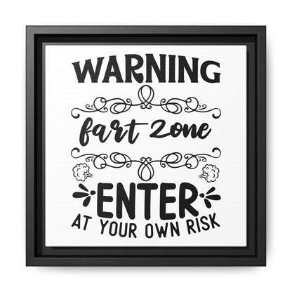 Warning Fart Zone Enter At Your Own Risk Framed Canvas Bathroom Art