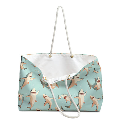 Aquamarine Sharks Weekender Bag
