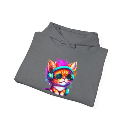 Cool Kitten w/Headphones Heavy Blend™ Hooded Sweatshirt