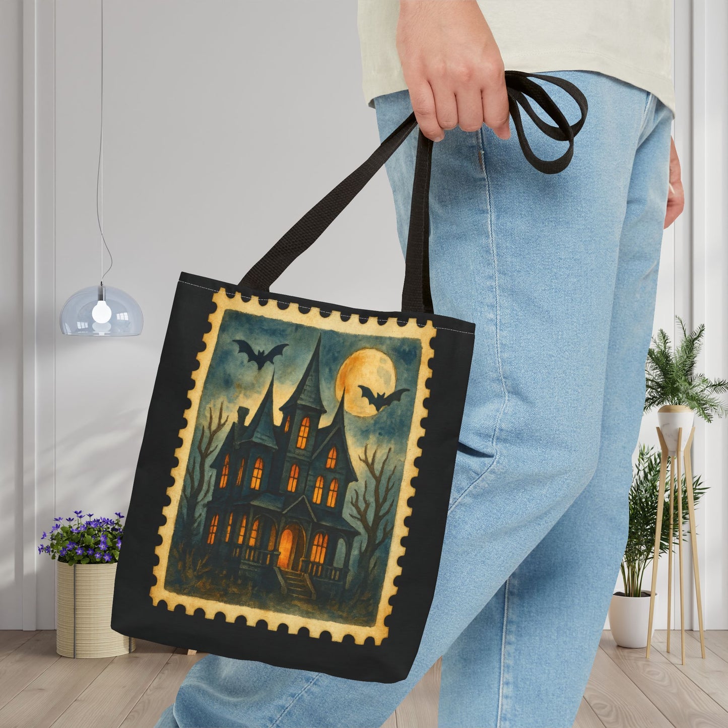 Haunted House Canvas Tote Bag