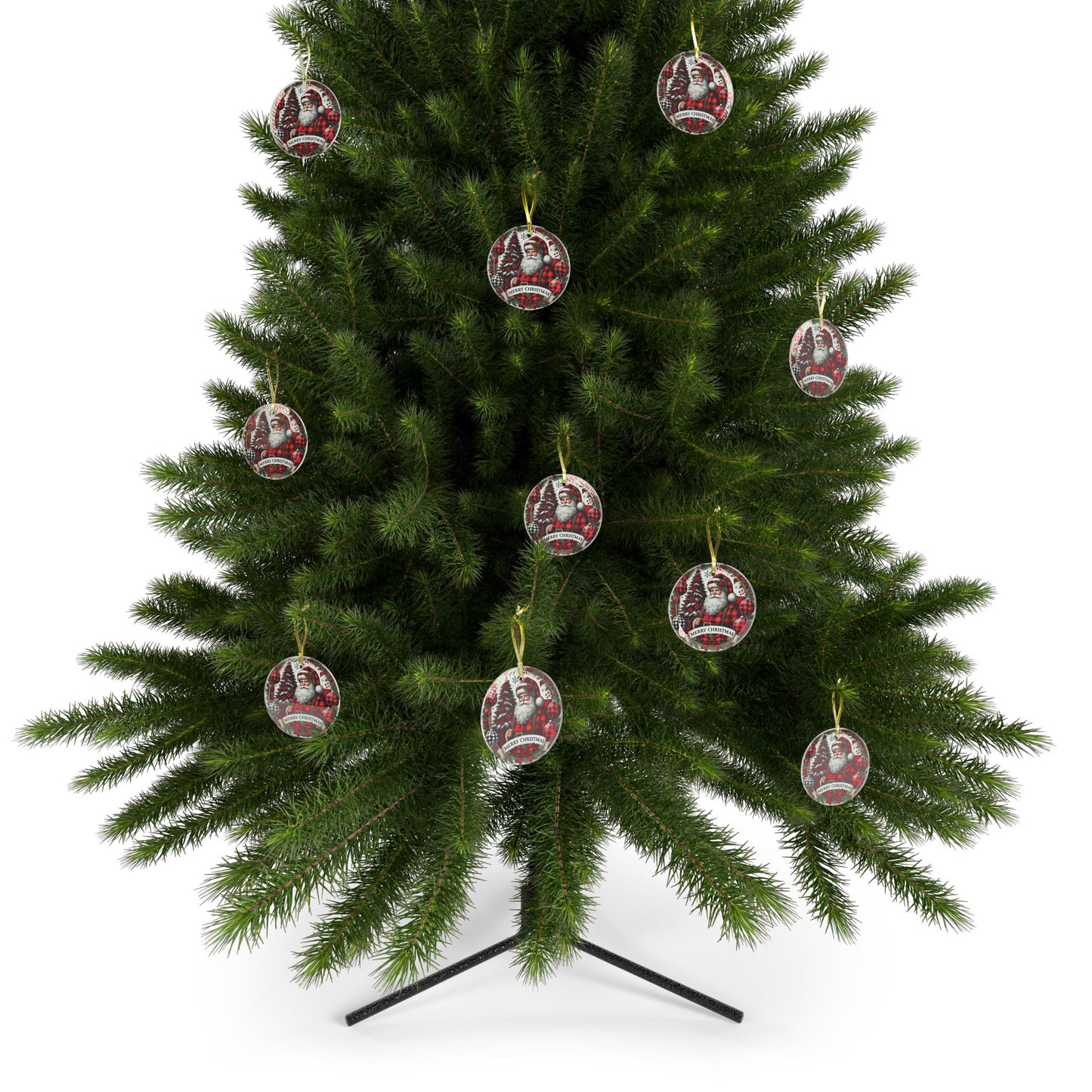 Jolly Santa Wishes Glass Ornament