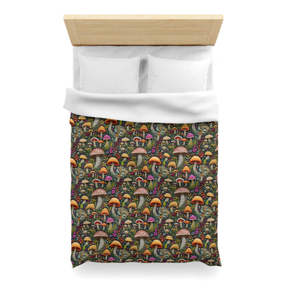 Whimsical Woodland Mushrooms Microfiber Duvet Cover