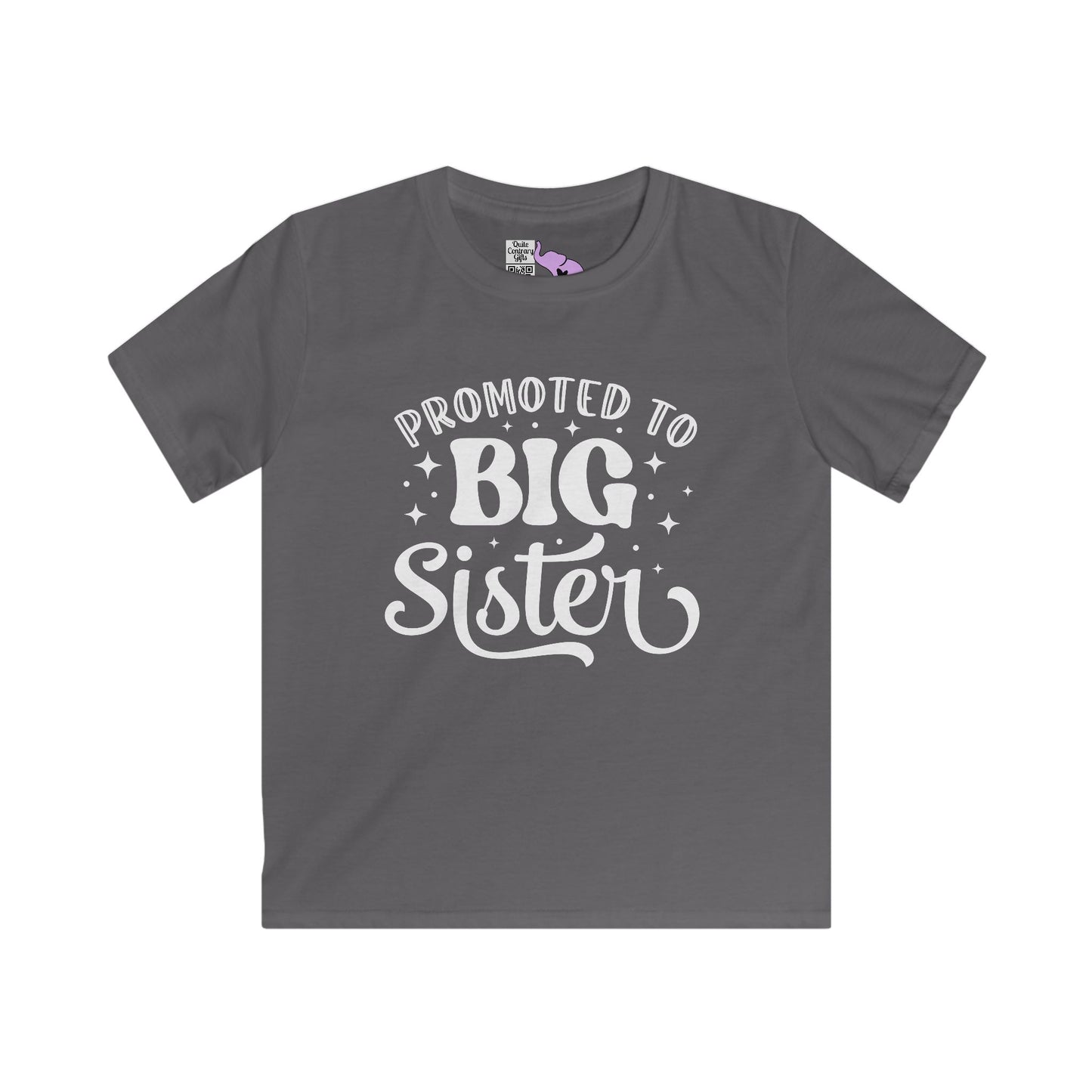 Promoted to Big Sister (Script) Youth Softstyle Tee