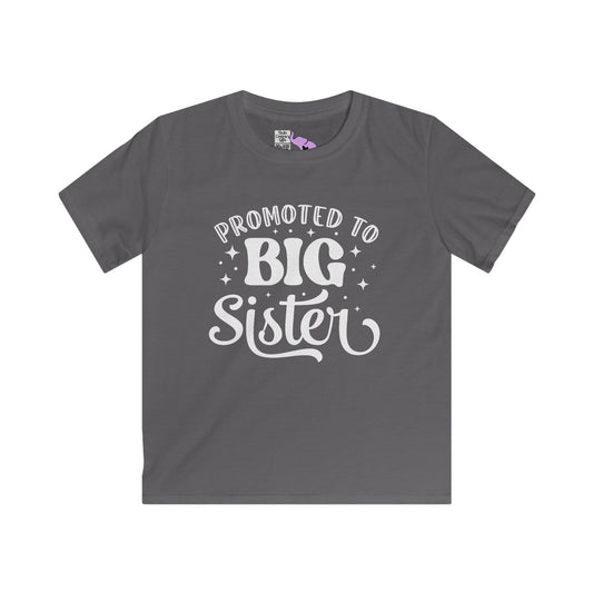 Promoted to Big Sister (Script) Youth Softstyle Tee