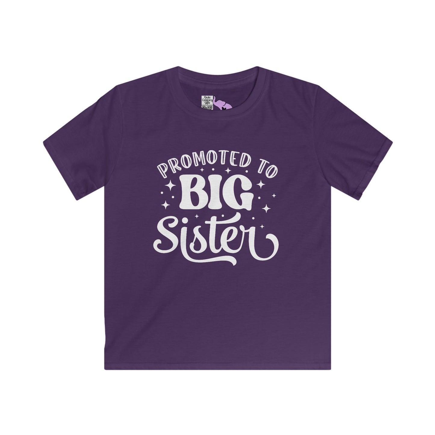 Promoted to Big Sister (Script) Youth Softstyle Tee
