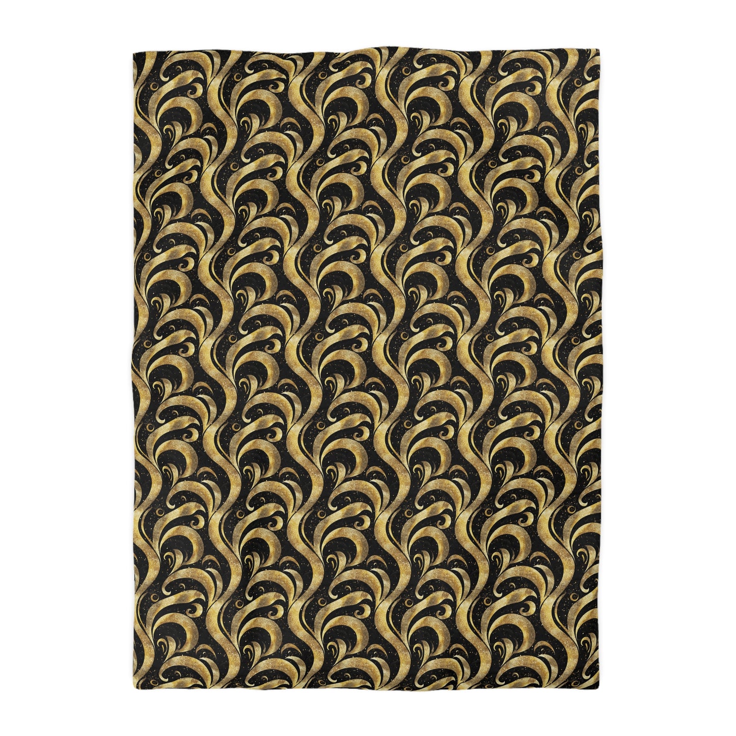 Black & Gold Luxe Swirl Microfiber Duvet Cover