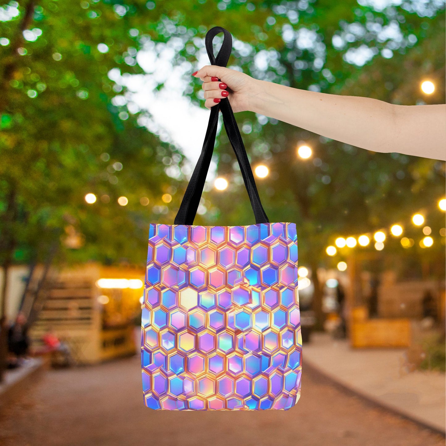 Aurora Hexagons Canvas Tote Bag