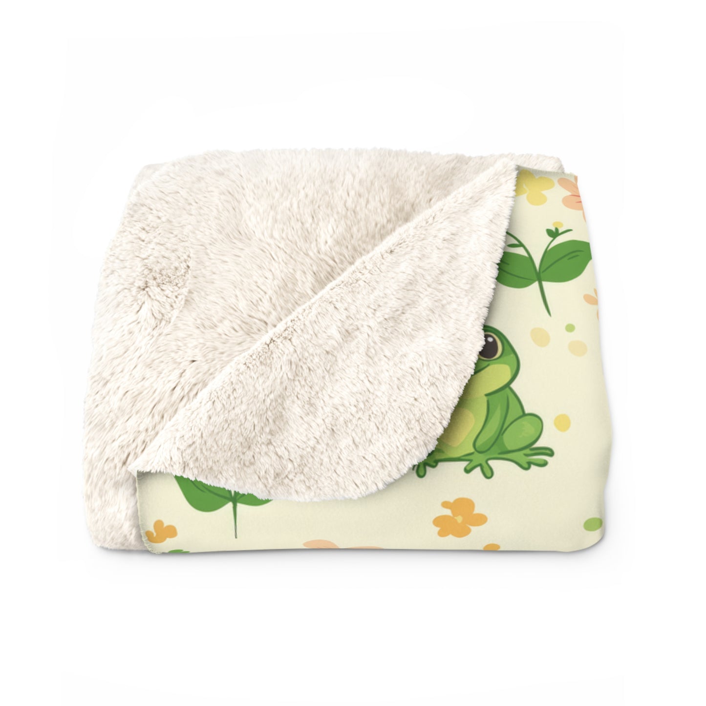 Froggy Meadow Sherpa Fleece Blanket