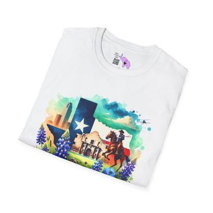 Texas Alamo & Bluebonnets Adult T-shirt