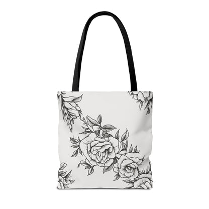 Midnight Rose Sketch Canvas Tote Bag