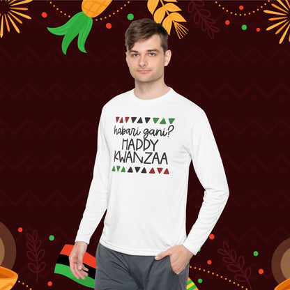Habari Gani? Happy Kwanzaa Adult Long Sleeve Tee