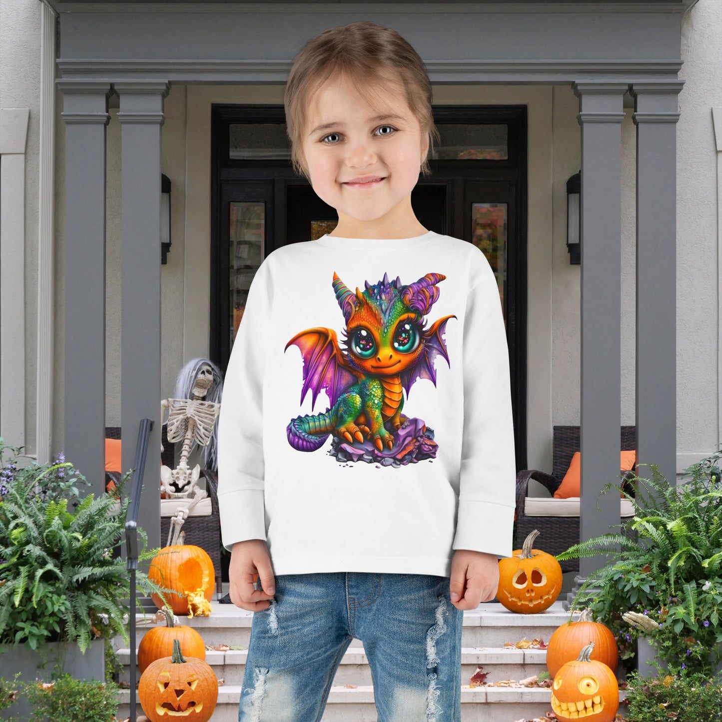 Colorful Baby Dragon Toddler Long Sleeve Tee