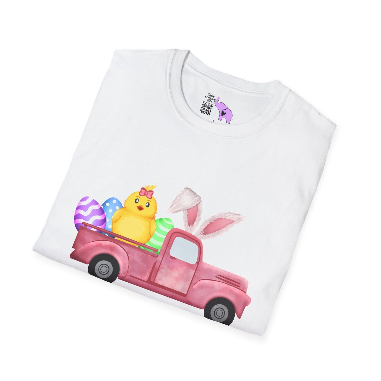 Easter Chick & Eggs In Vintage Truck Adult T-shirt
