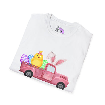 Easter Chick & Eggs In Vintage Truck Adult T-shirt