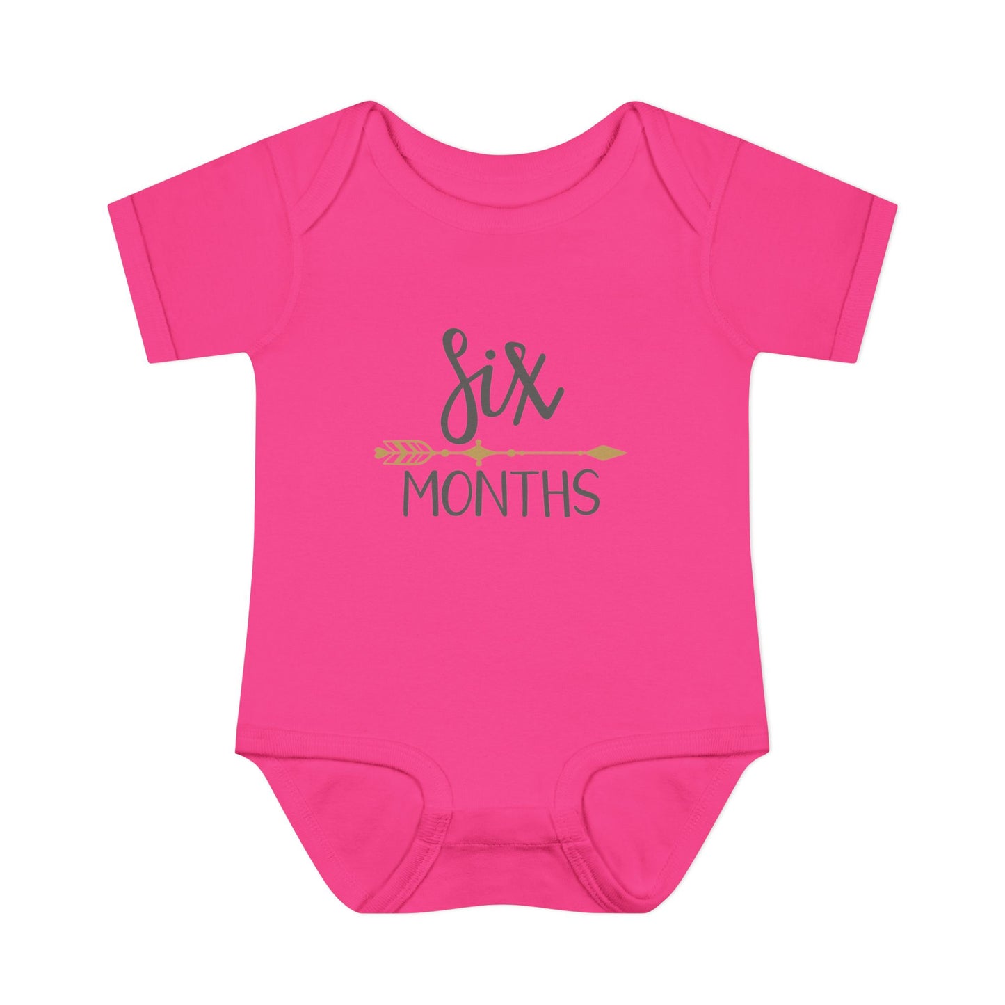 Golden Arrow Milestone Baby Bodysuit-Six Months
