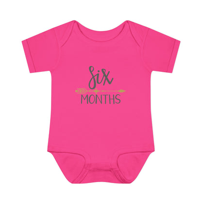 Golden Arrow Milestone Baby Bodysuit-Six Months