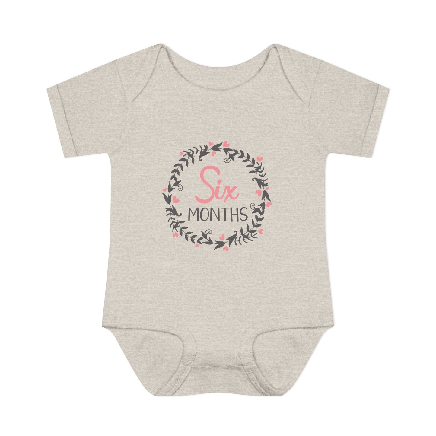 Pink Milestone Wreath Onesie-Six Months