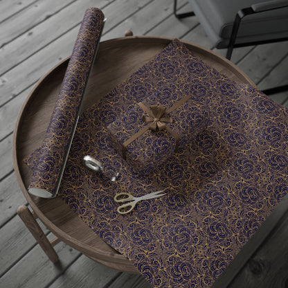 Golden Midnight Radiance Mandala Wrapping Paper