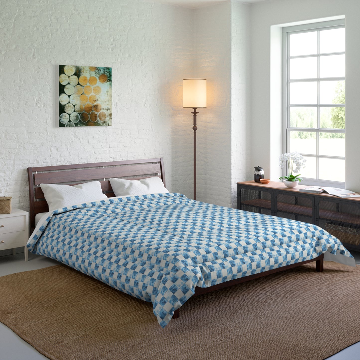 Cozy Blue Checkered Comforter