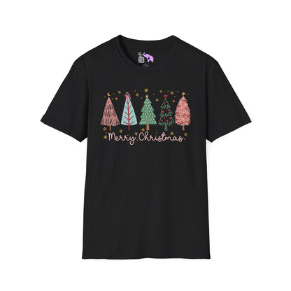 Merry Christmas Trees & Stars Adult T-shirt