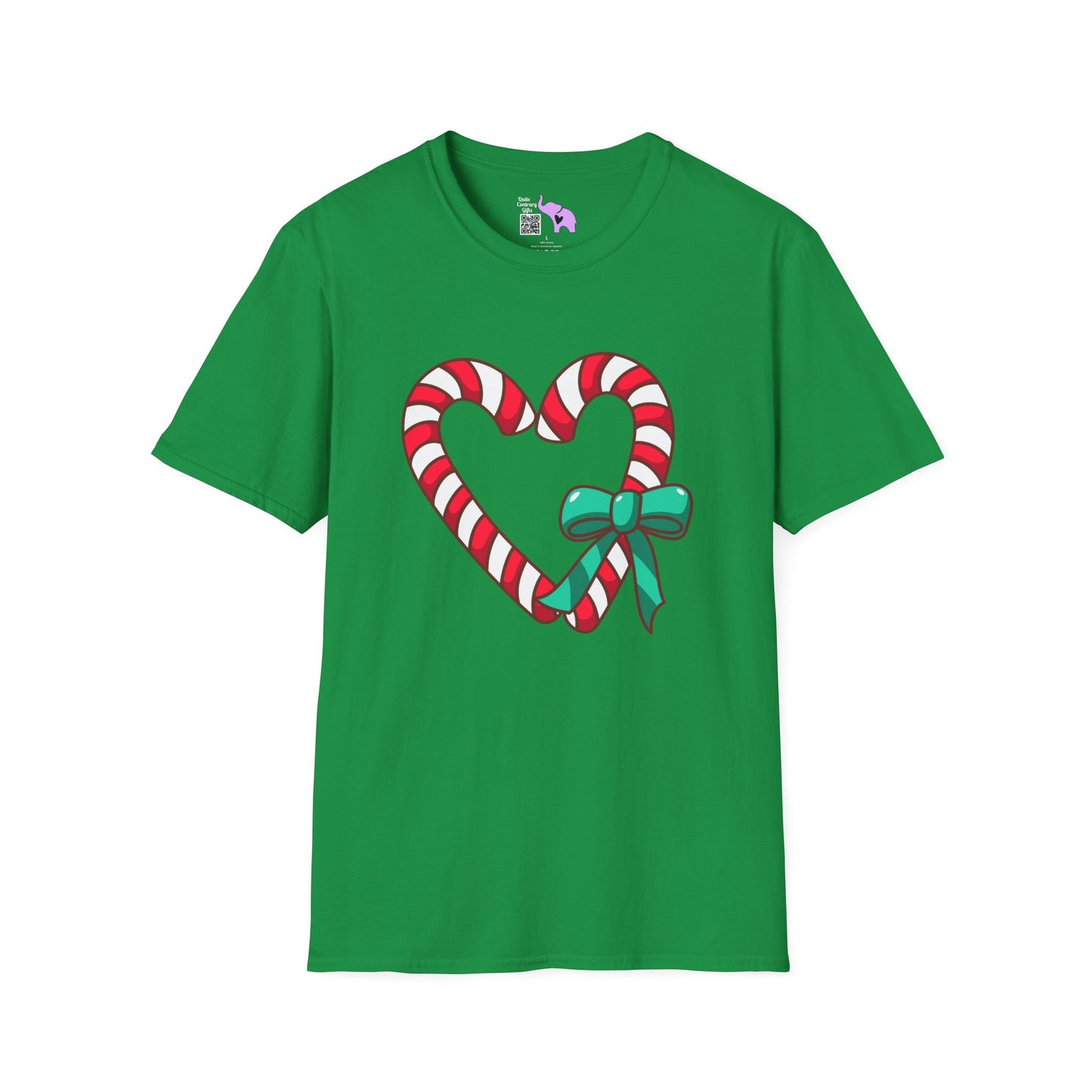 Candy Cane Heart Adult T-shirt