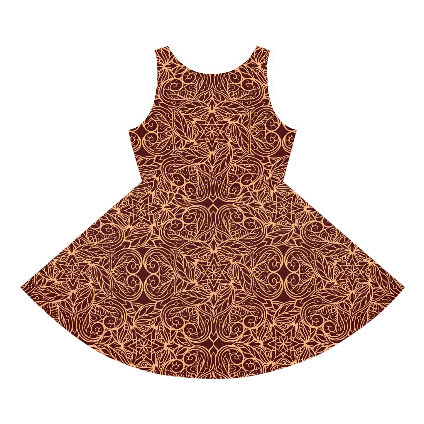 Golden Crimson Star Mandala Girls' Sleeveless Sundress