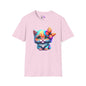 Cute Colorful Kitten w/Butterfly Adult T-shirt
