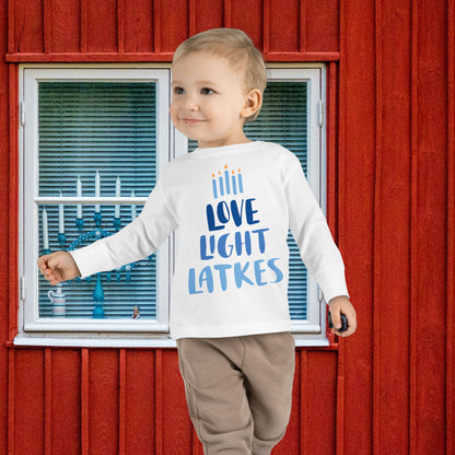 Hanukkah Love Light Latkes Toddler Long Sleeve Tee