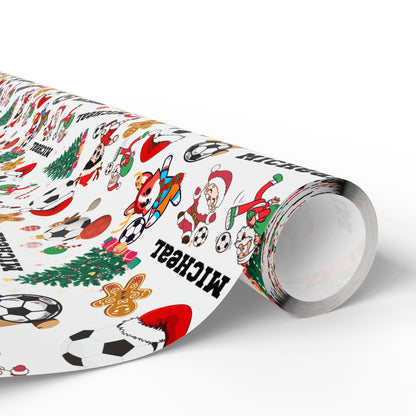 Christmas Soccer Custom Name Wrapping Paper (Micheal)