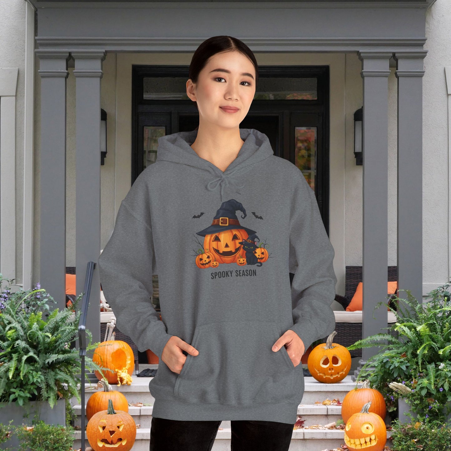 Spooky Season (Jack-O-Lantern/Black Cat) Heavy Blend™ Hooded Sweatshirt