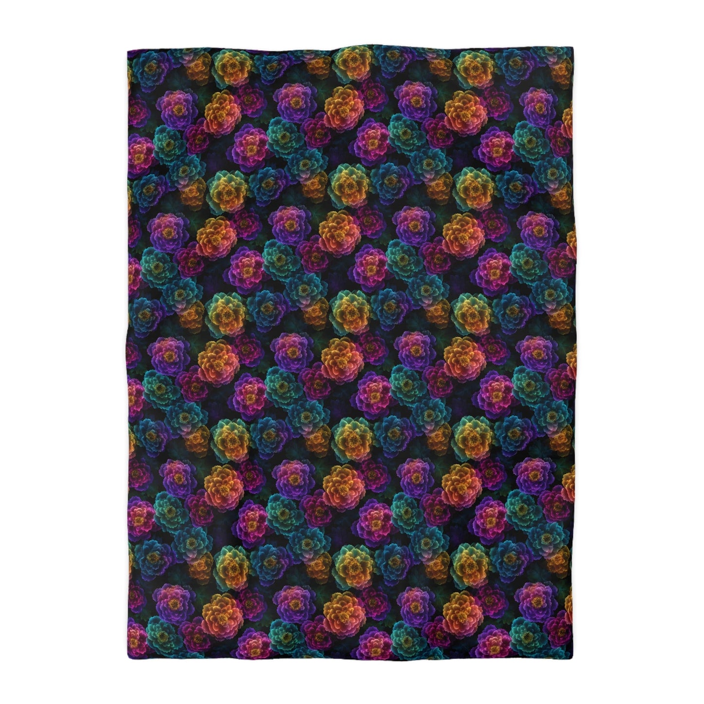Neon Whisper Blooms Microfiber Duvet Cover