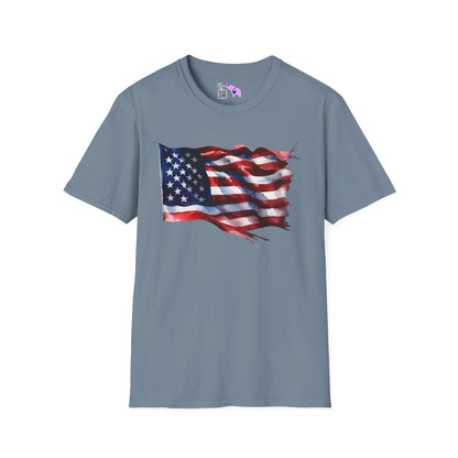 Waving American Flag Adult T-Shirt