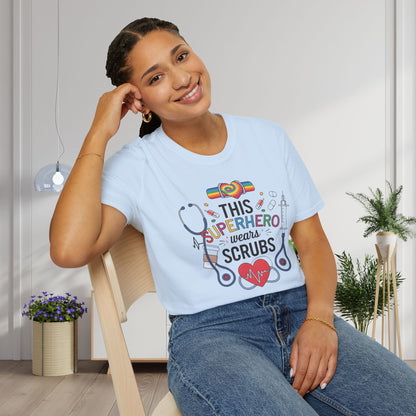 This Superhero Wears Scrubs Adult T-shirt