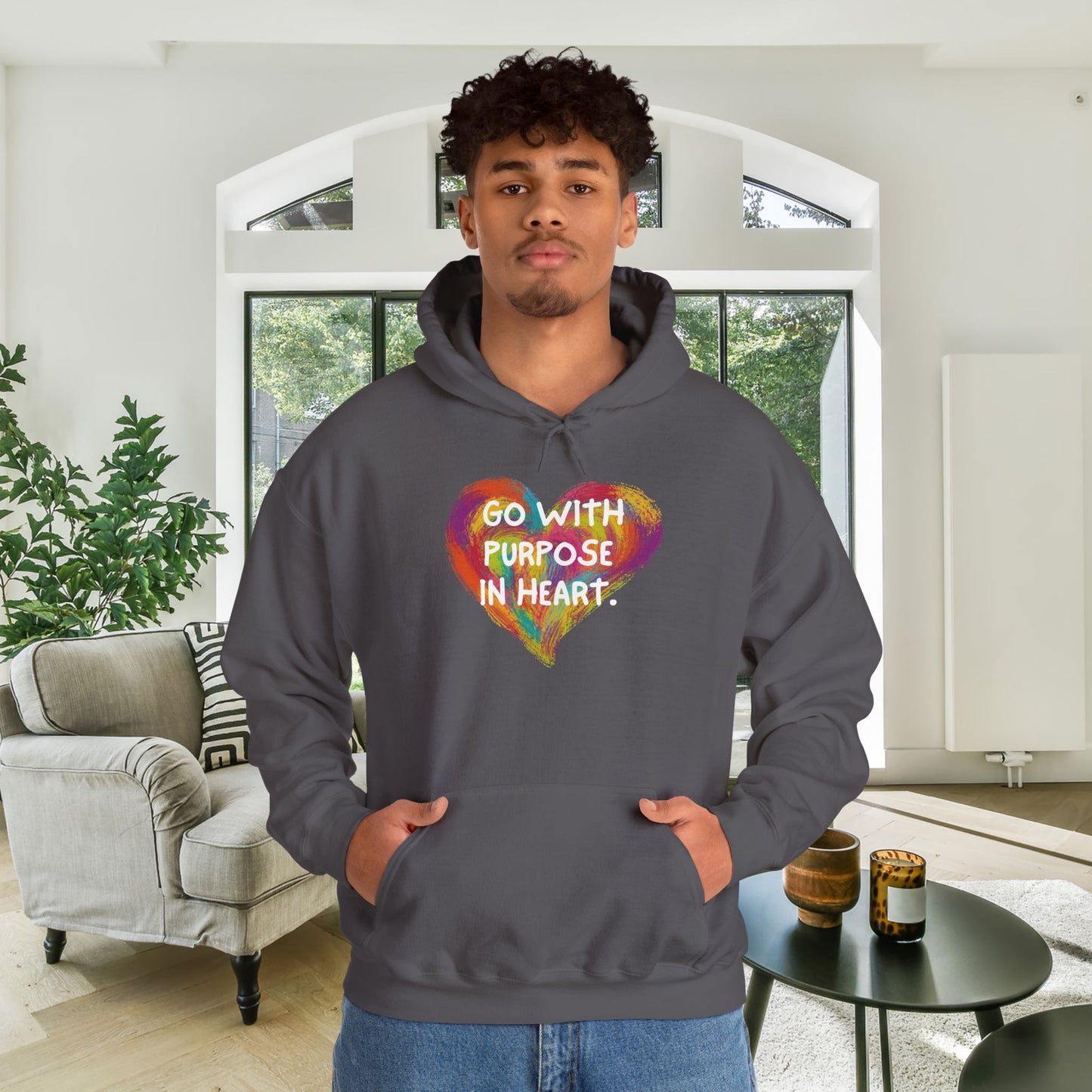 Go With Purpose In Heart Heavy Blend™ Hooded Sweatshirt