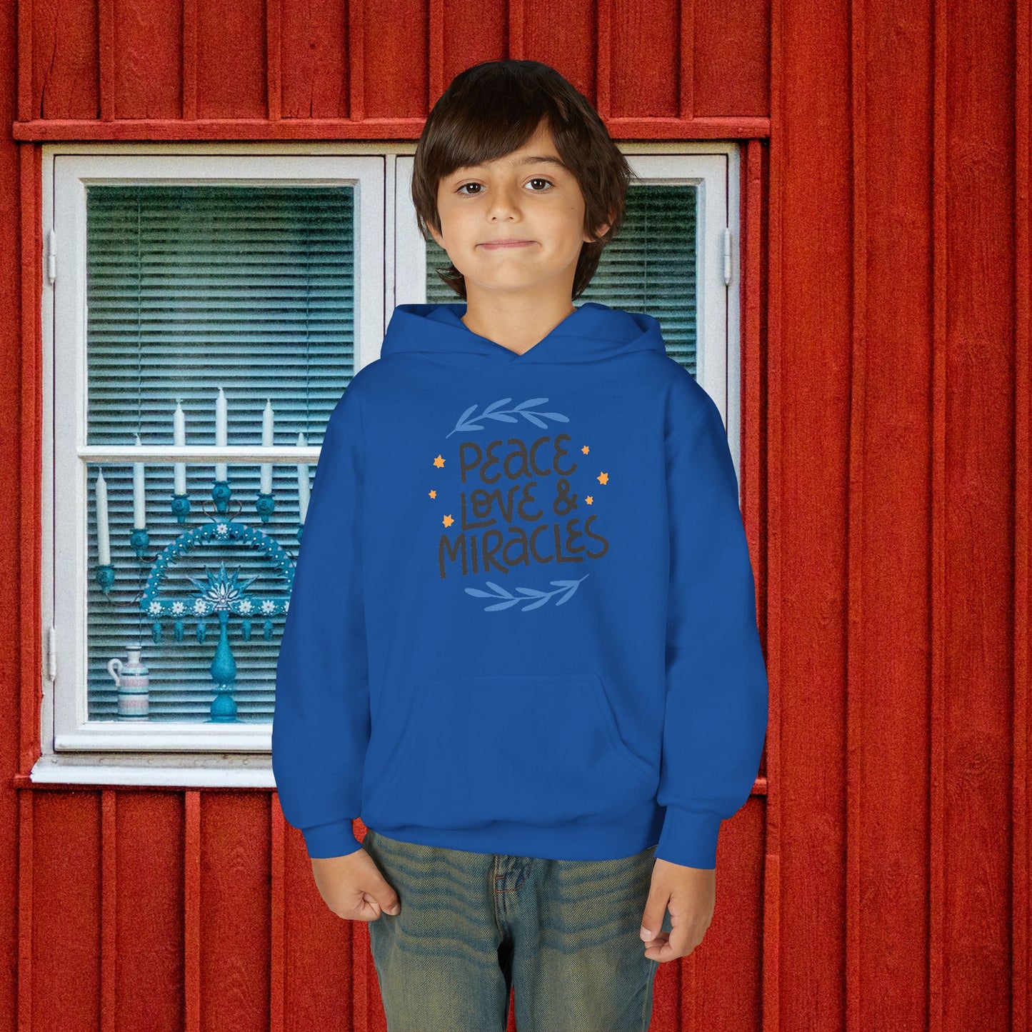 Hanukkah Peace Love & Miracles 2 Youth Hoodie