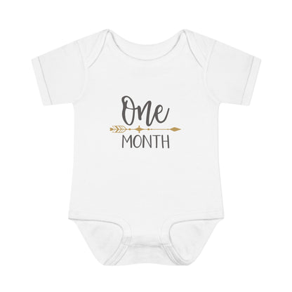 Golden Arrow Milestone Baby Bodysuit-One Month