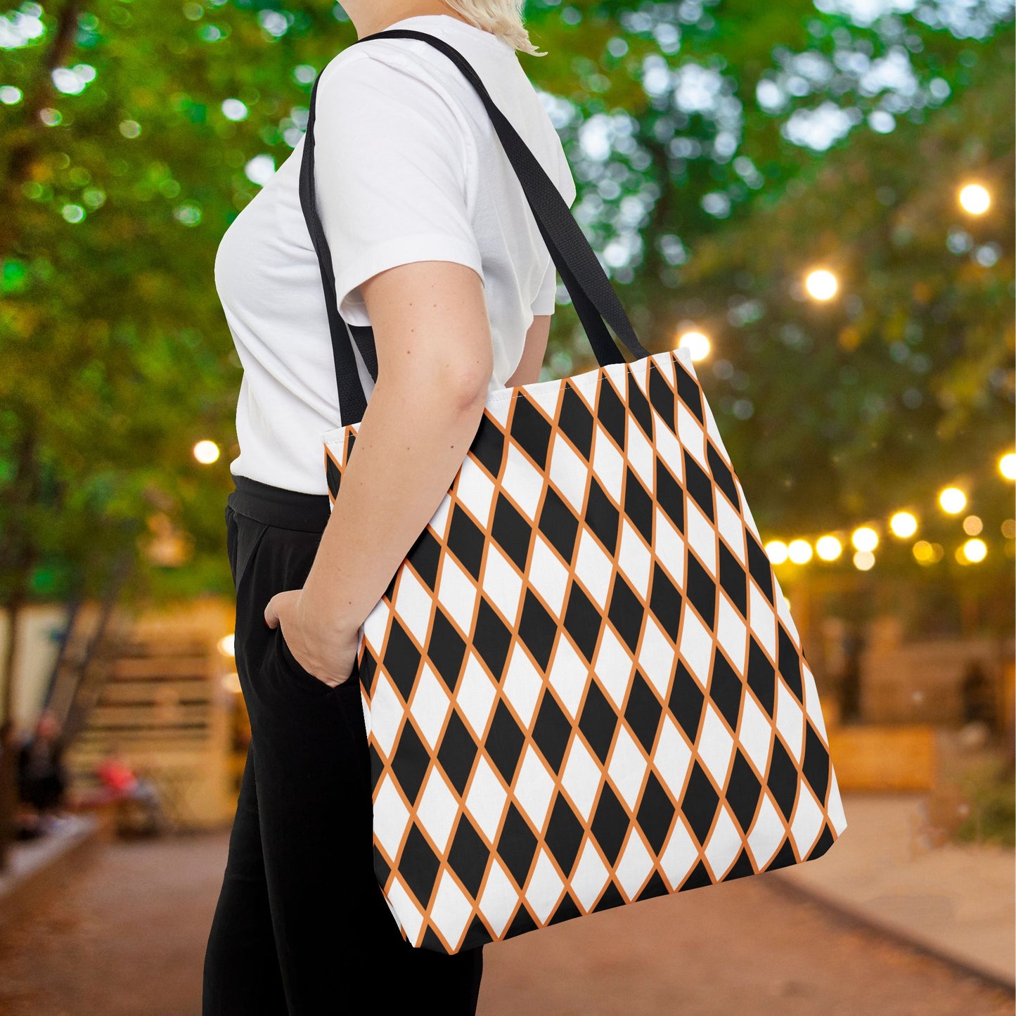 Midnight Ember Harlequin Canvas Tote Bag