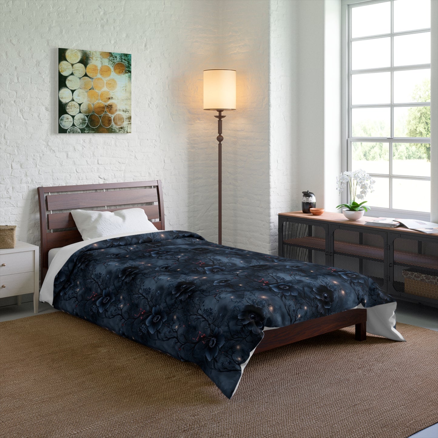 Black Roses & Vines Basic Bedding Set